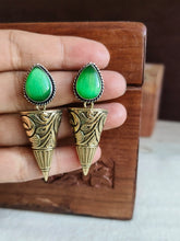 Elegant Dual-Tone Monalisa Dangler Earrings | Sarichka